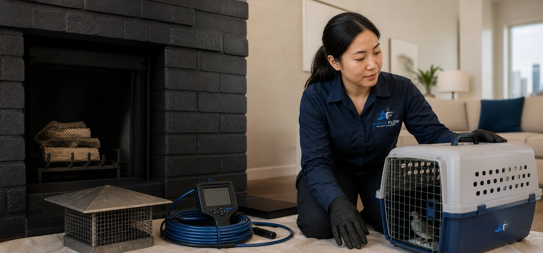 Alpha Flow animal removal from chimney technician serving Hackberry, Texas