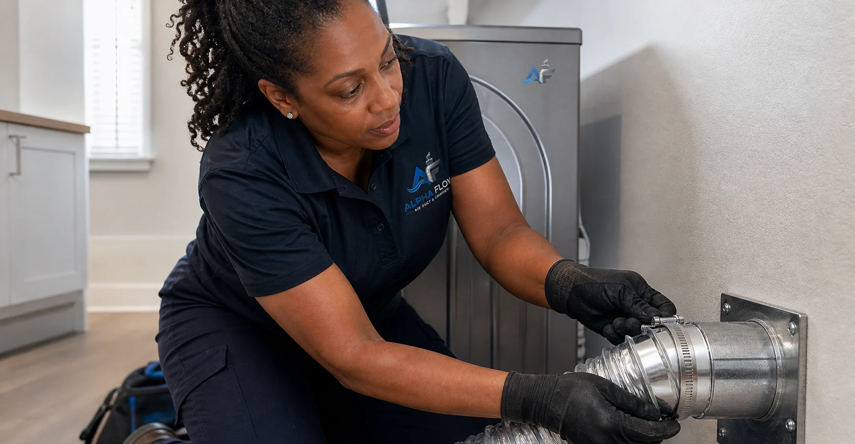 Alpha Flow dryer vent repair technician serving Hackberry, Texas