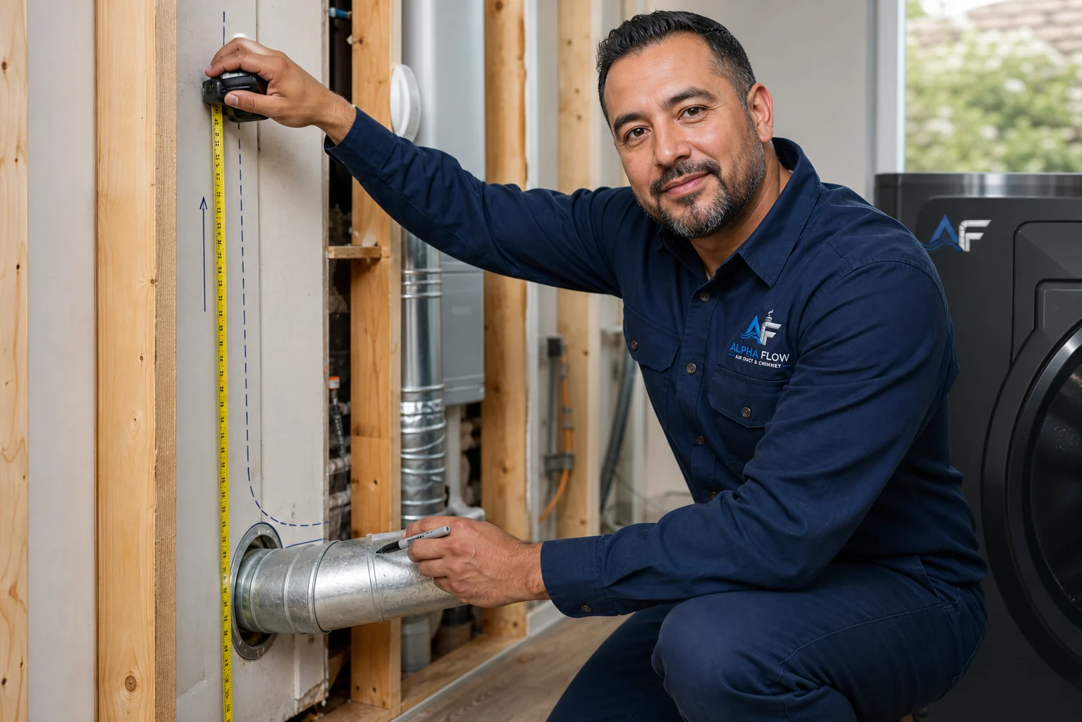 Alpha Flow dryer exhaust technician