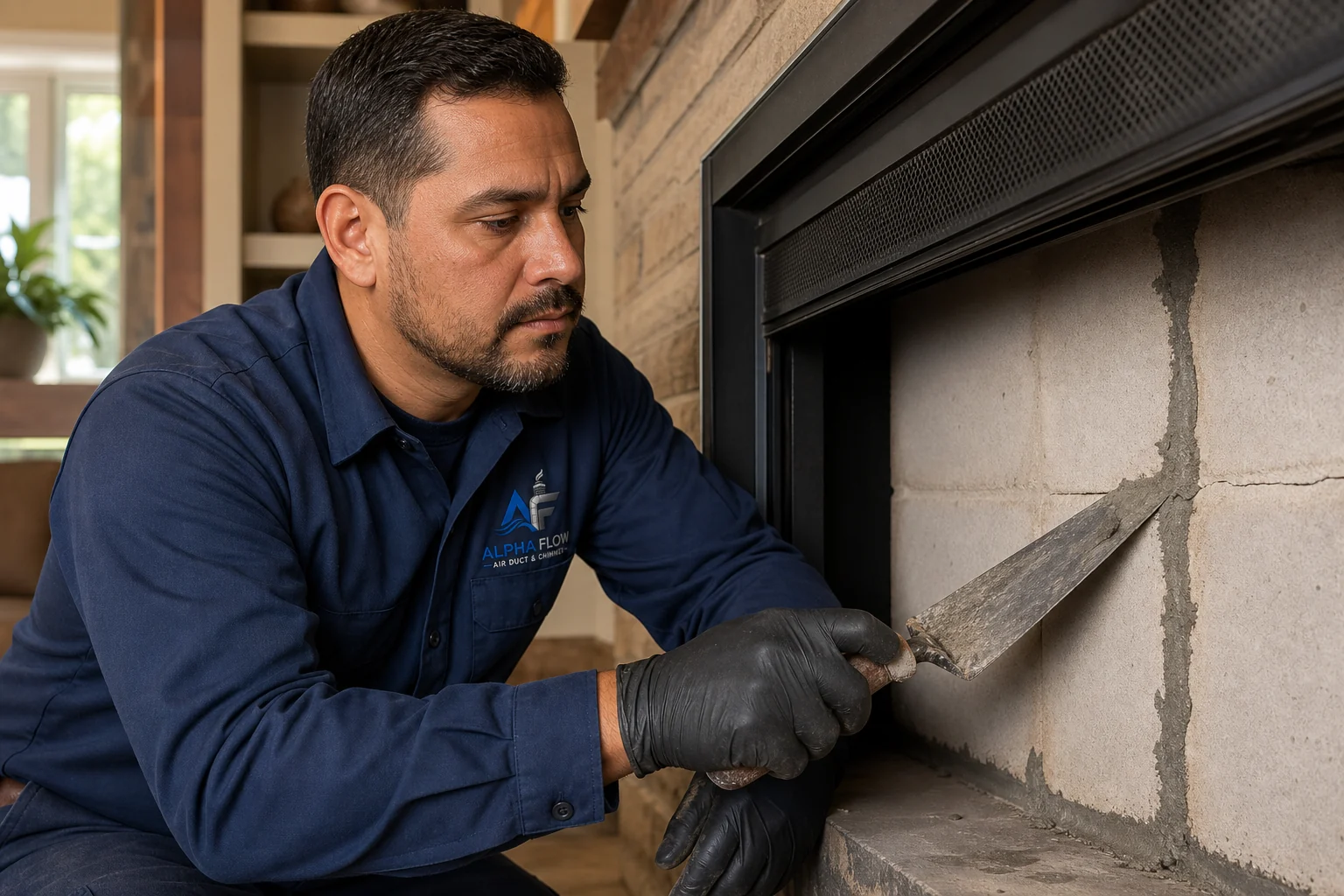 Alpha Flow professional repairing fireplace masonry