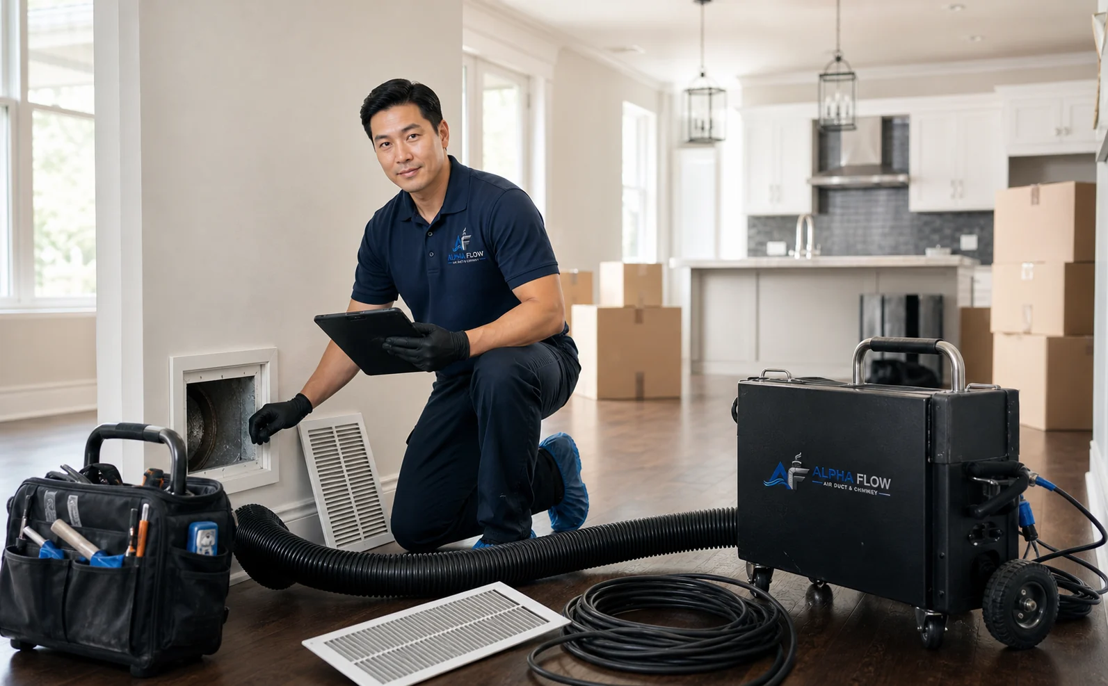 Move-In / Move-Out Air Duct Cleaning professional work guide from Alpha Flow